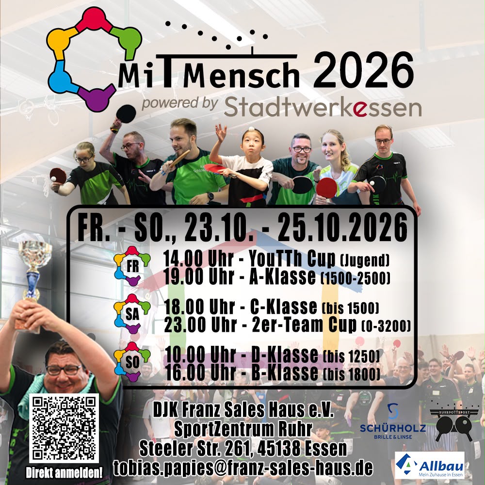 Mehr über den Artikel erfahren 17. Inklusives Tischtennis-Turnier „MitMensch“ 2026